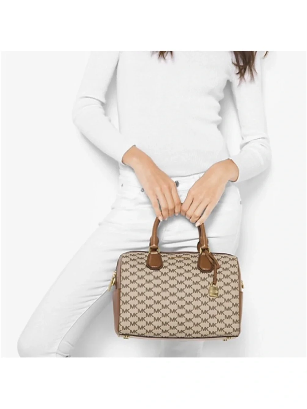 MICHAEL KORS Medium Mercer Heritage Duffle Boston Speedy Monogram Tote Bag